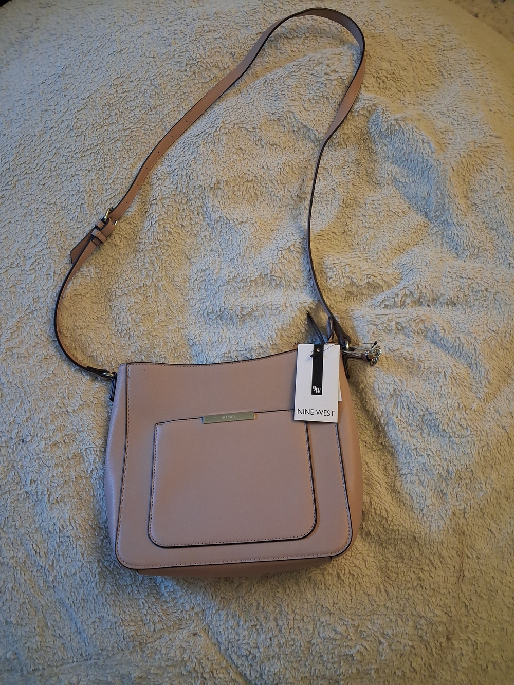 Nine West Blush Pink Faux-Leather Crossbody Bag